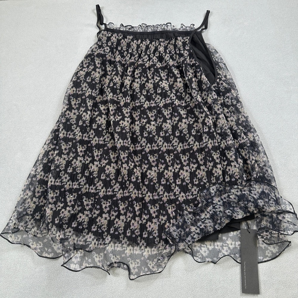 S.DEER Tank Top Women XXL Floral Pleated Ruffle Trim Spaghetti Strap Blouse